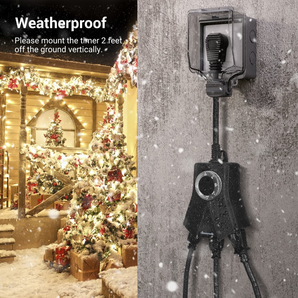 DEWENWILS Dusk to Dawn Light Timer Outdoor Weatherproof 2/4/6/8 Countdown Timer