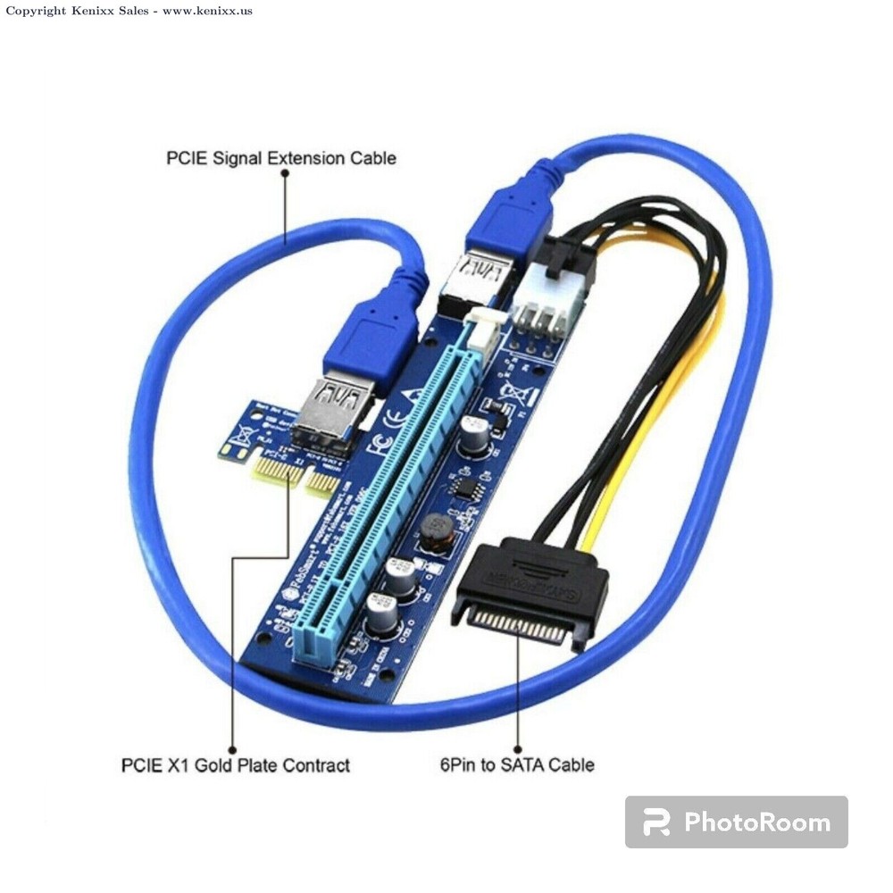 3x PCI-E Riser VER006C GPU Riser FebSmart Blue PCIE X1 to PCIE X16 Riser