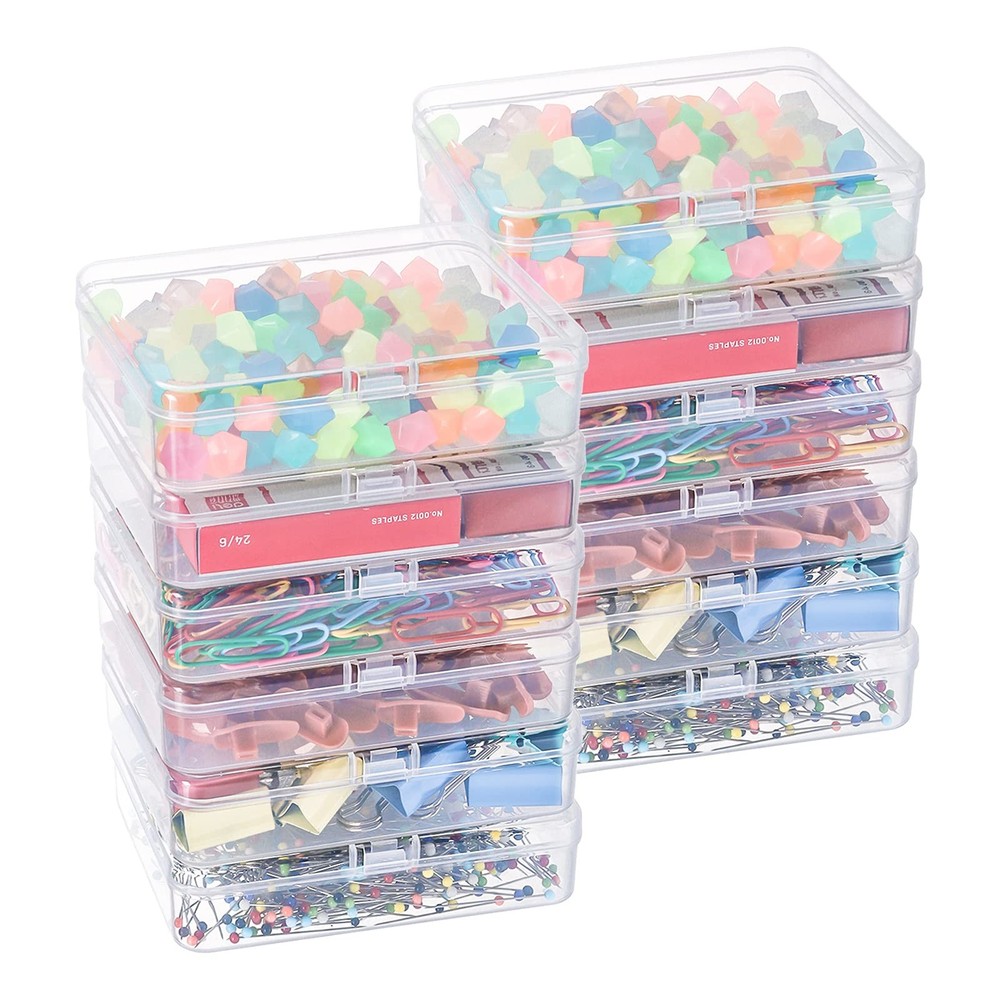 Kingrol 18 Pack Mini Clear Plastic Storage Containers with Lids, 4-1/2