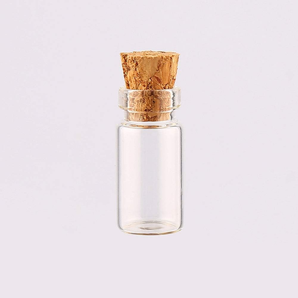 10Pcs/1Ml Empty Sample Glass Bottles Jars Vials Case Container with Cork Stopper