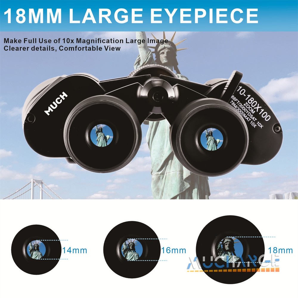 10x-180 X 100 Binoculars High Powered HD Long Range Superior Definition +Case