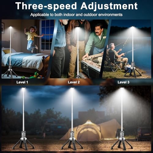 Rechargeable Work Light with Stand, 20000mah & 21h Runtime Light Tower，6500k 3