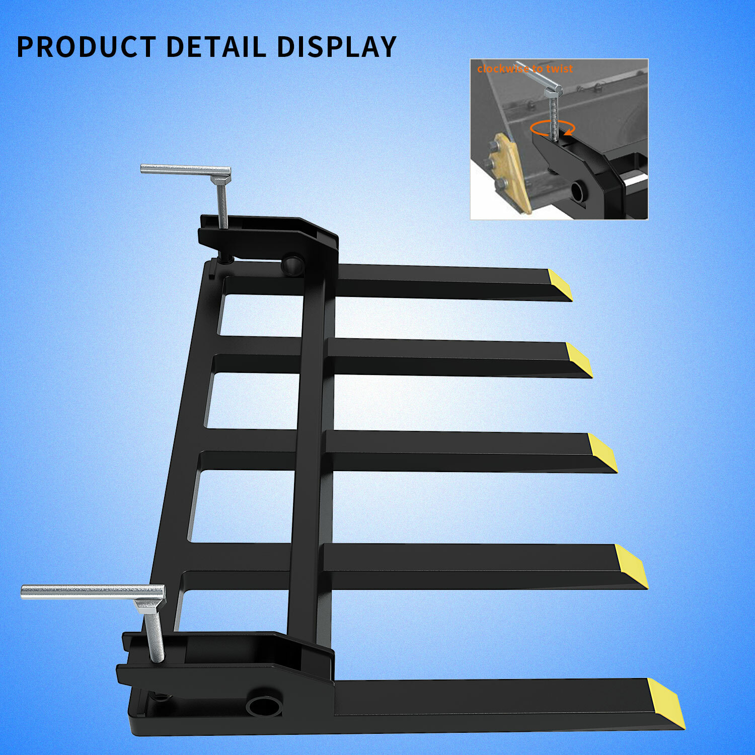 42" Heavy Duty Debris Fork for Tractor Skid Steer Buckets Clamp on Trash Forks