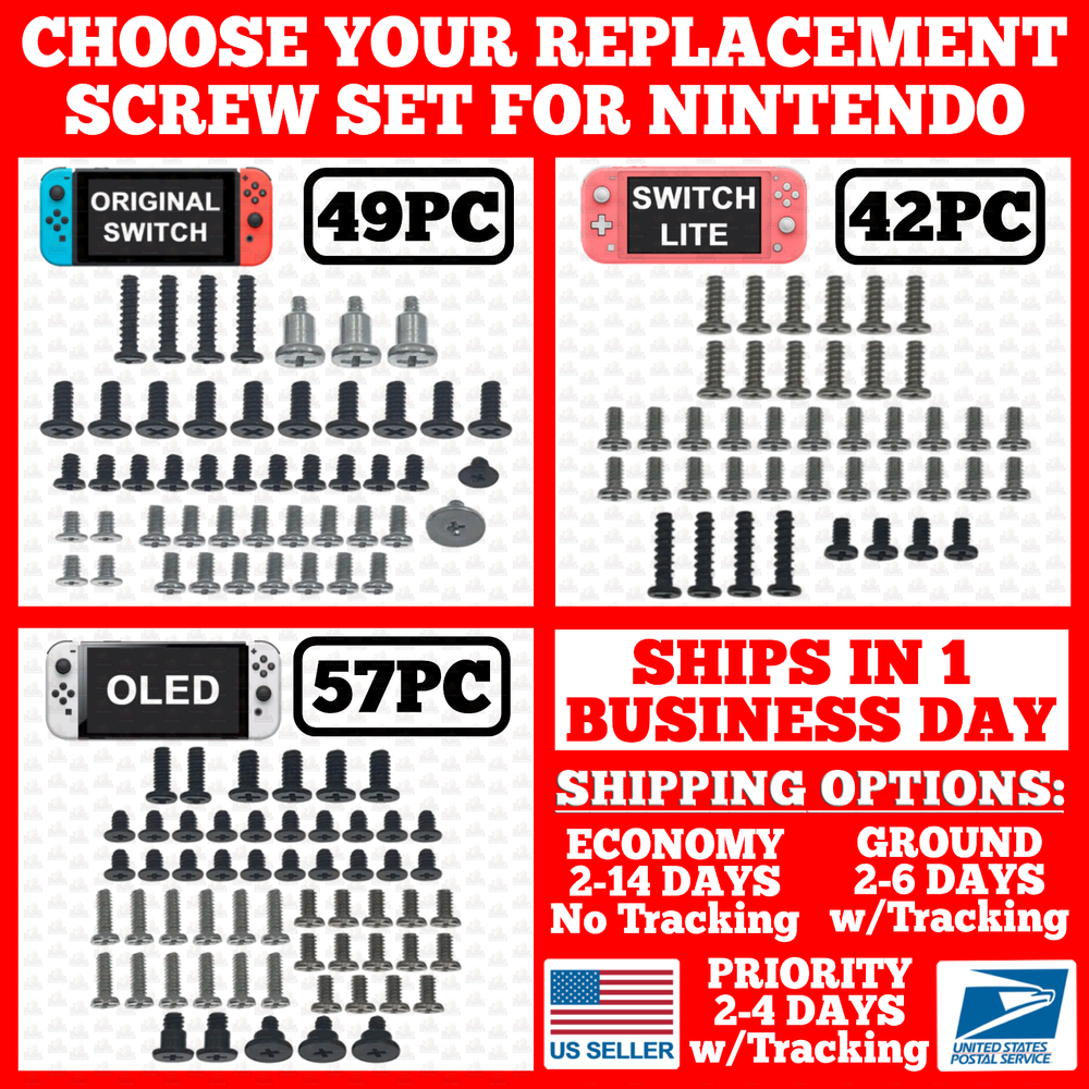 Full Screw Set for Nintendo Switch/Lite/OLED Console Housing Repair Replacement