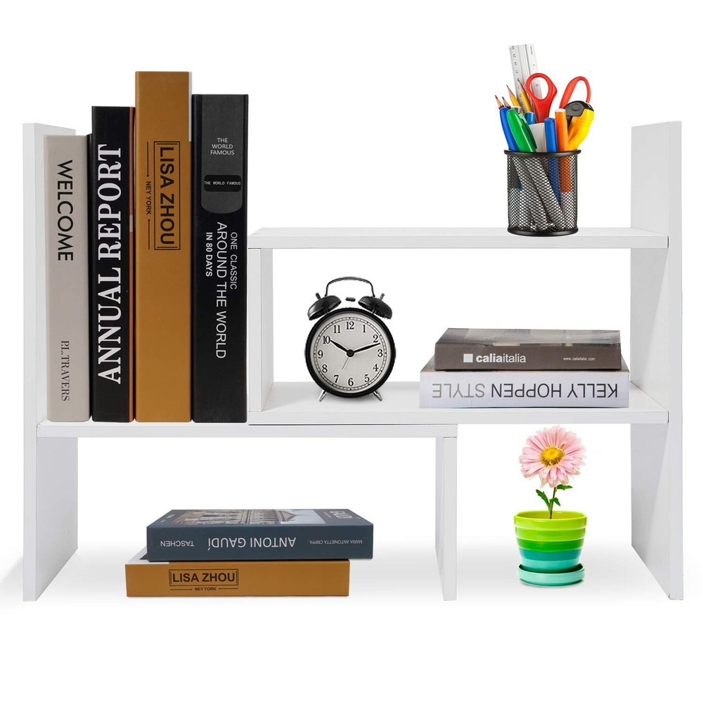 Hossejoy Wood Adjustable Desktop Storage Organizer Display Shelf Rack, Office...