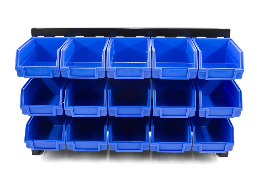 Heavy Duty Storage Bin Set & Steel Panel for Hanging Bin, Bench Mountable Ste...