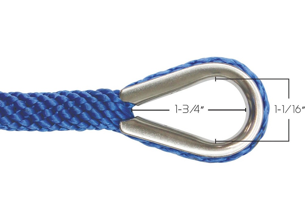 Extreme Max 3006.2060 BoatTector Solid Braid MFP Anchor Line/Thim 3/8"x100' Blue