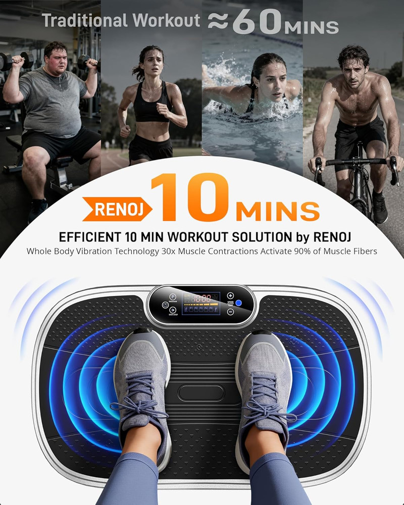 Vibration Plate Exercise Machine - 455 Lbs Full Body Vibrating Platform with Blu