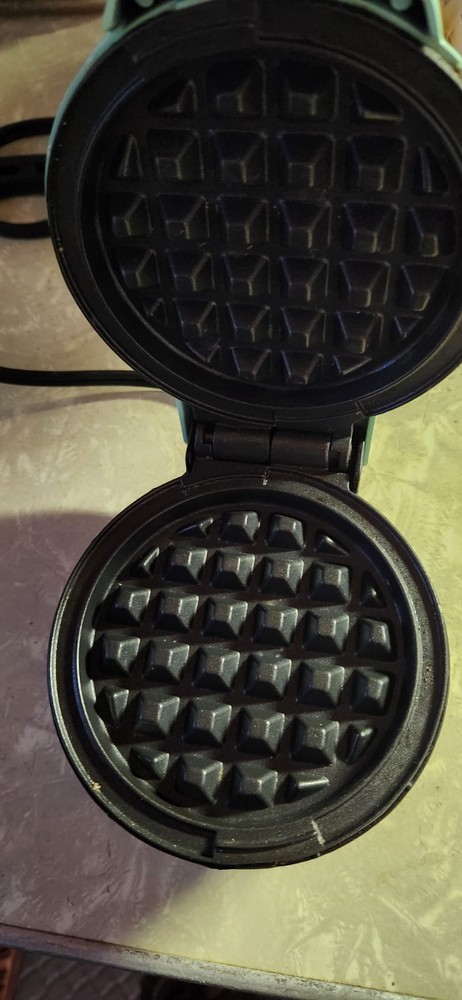Dash Mini Waffle Maker Light Blue 4 inch Cooking Surface Cute Breakfast With Box