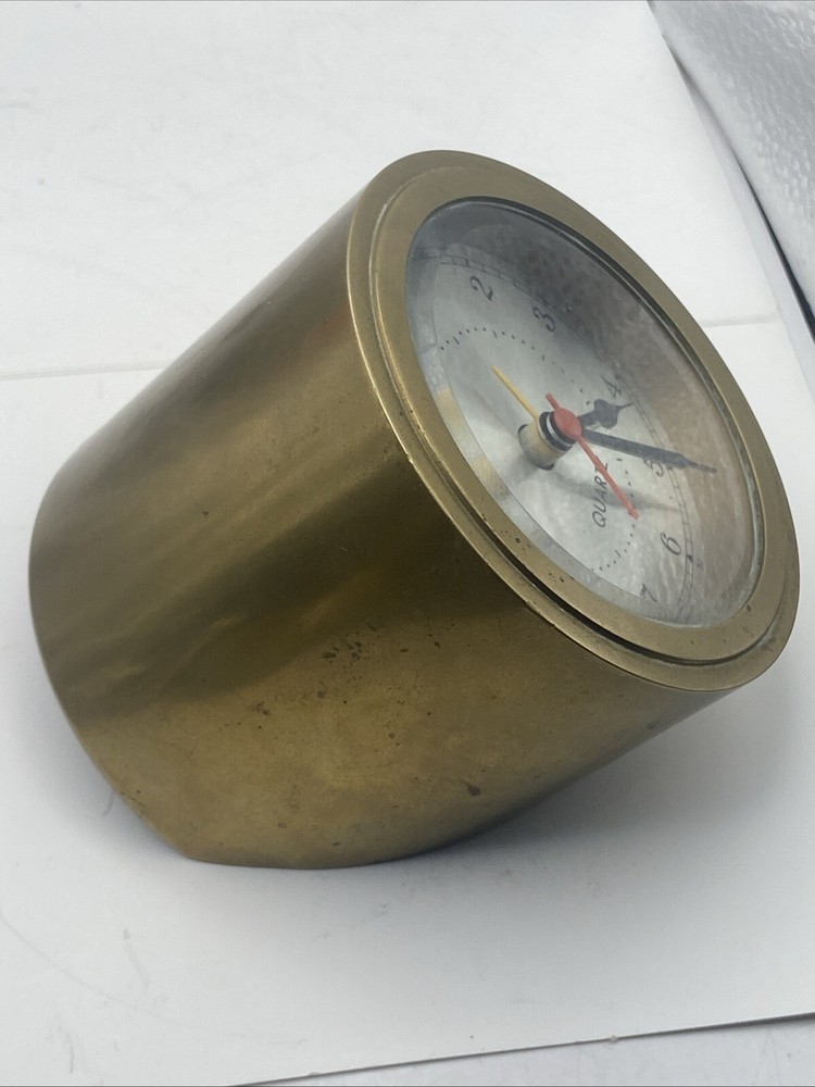 Trench Art Brass Shell Made Into A Clock ? With Modern Clock Movement