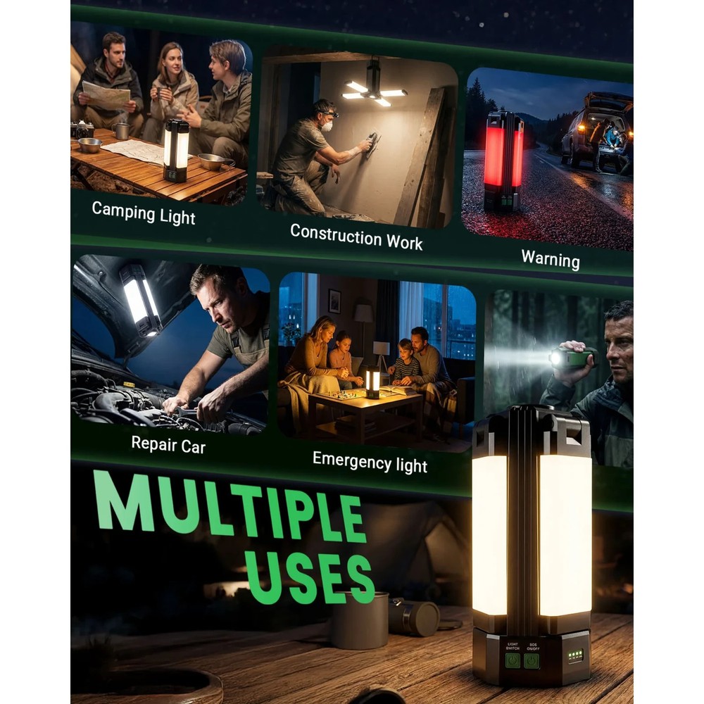 Rechargeable LED Work Light 10400mah, 3-Panel Foldable Magnetic Light with Flash