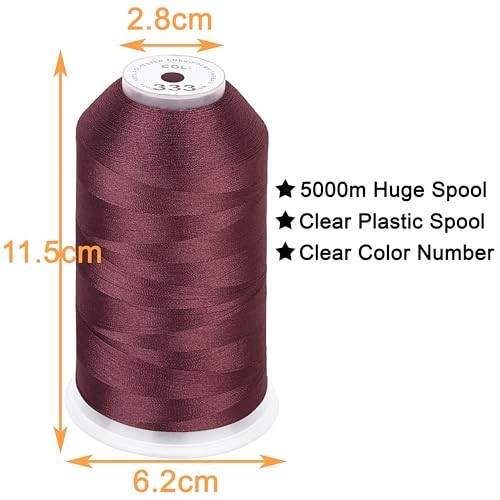 - Single Huge Spool 5000M Each Polyester Embroidery Machine Amber Red-333