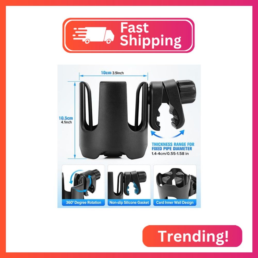 Universal Stroller Cup Holder, 360° Rotation Large Caliber Adjustable Cup Holder