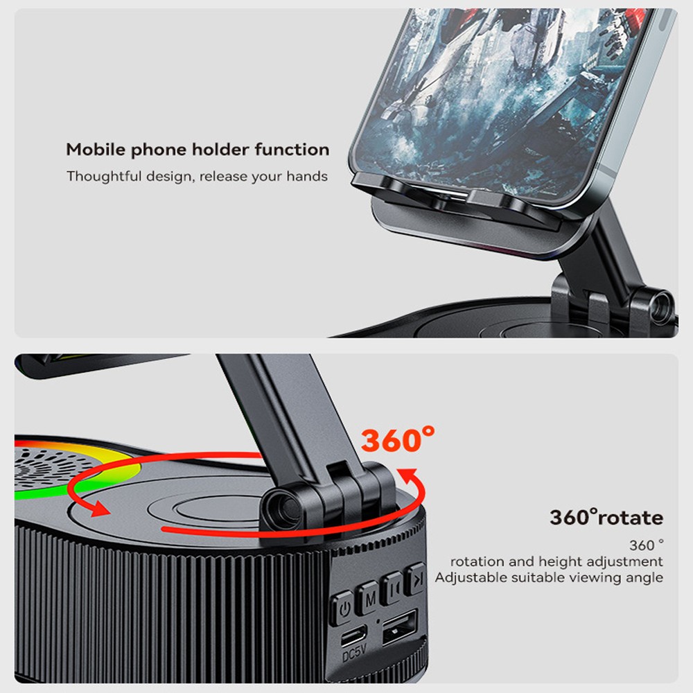 5-In-1 Bluetooth Multi-Functional Mobile Phone Audio Stand With Microphone AGD