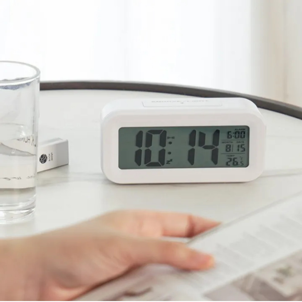 Battery operated digital desk clock