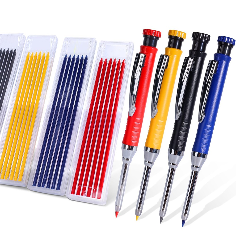 vofauiss 4 Pack Carpenter Pencil with Sharpener, Mechanical Pencils Set with ...