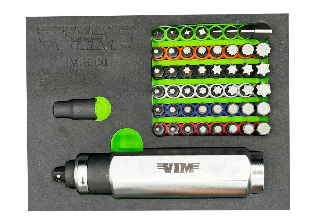 VIM Tools IMP600K Reversible 3/8" Drive Impact Driver with 48 Impact Bits
