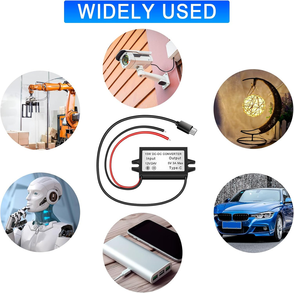 5V 3A Waterproof Buck Converter USB Type-C Power Adapter for Raspberry Pi 4