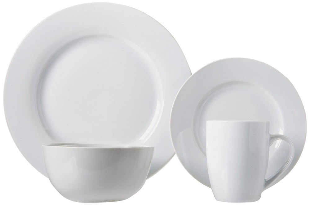Amazon Basics 16-Piece Porcelain Dinnerware Set, Microwave 16-Piece, White