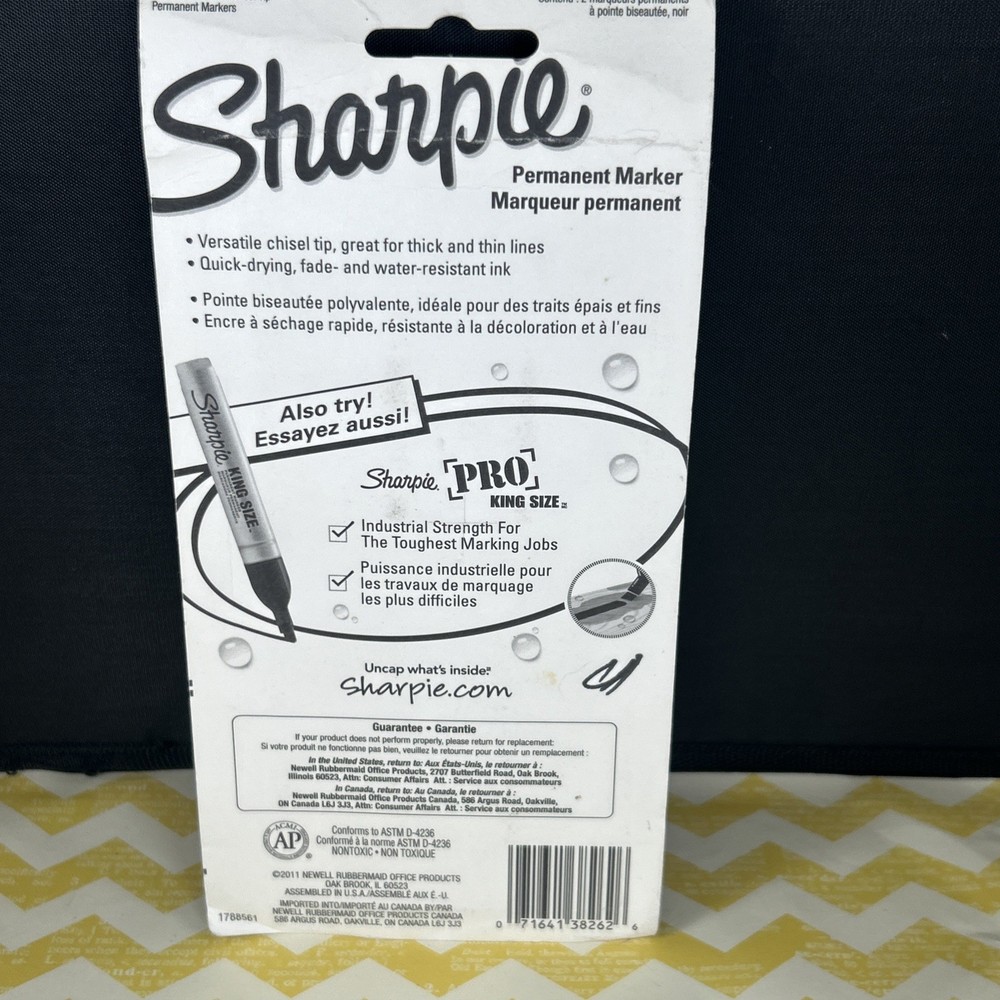 Sharpie Chisel Tip 2 Markers Permanent BLACK Ink Large Broad Marker 2-count