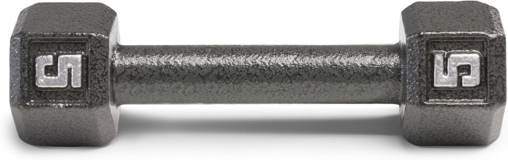 5 lb Cast Iron Hex Dumbbell with Knurled Handle for Ultimate Grip & Control