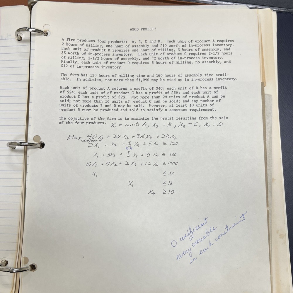 1976 IBM Era Mainframe BASIC Course Binder With Handwritten Notes