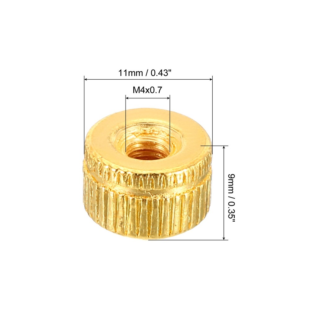 M4 nut cap, 50pcs female knurled thread gold