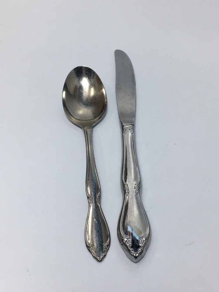 Oneida Berkeley Square 2pc Dinner Knife Soup Spoon Stainless USA Flatware