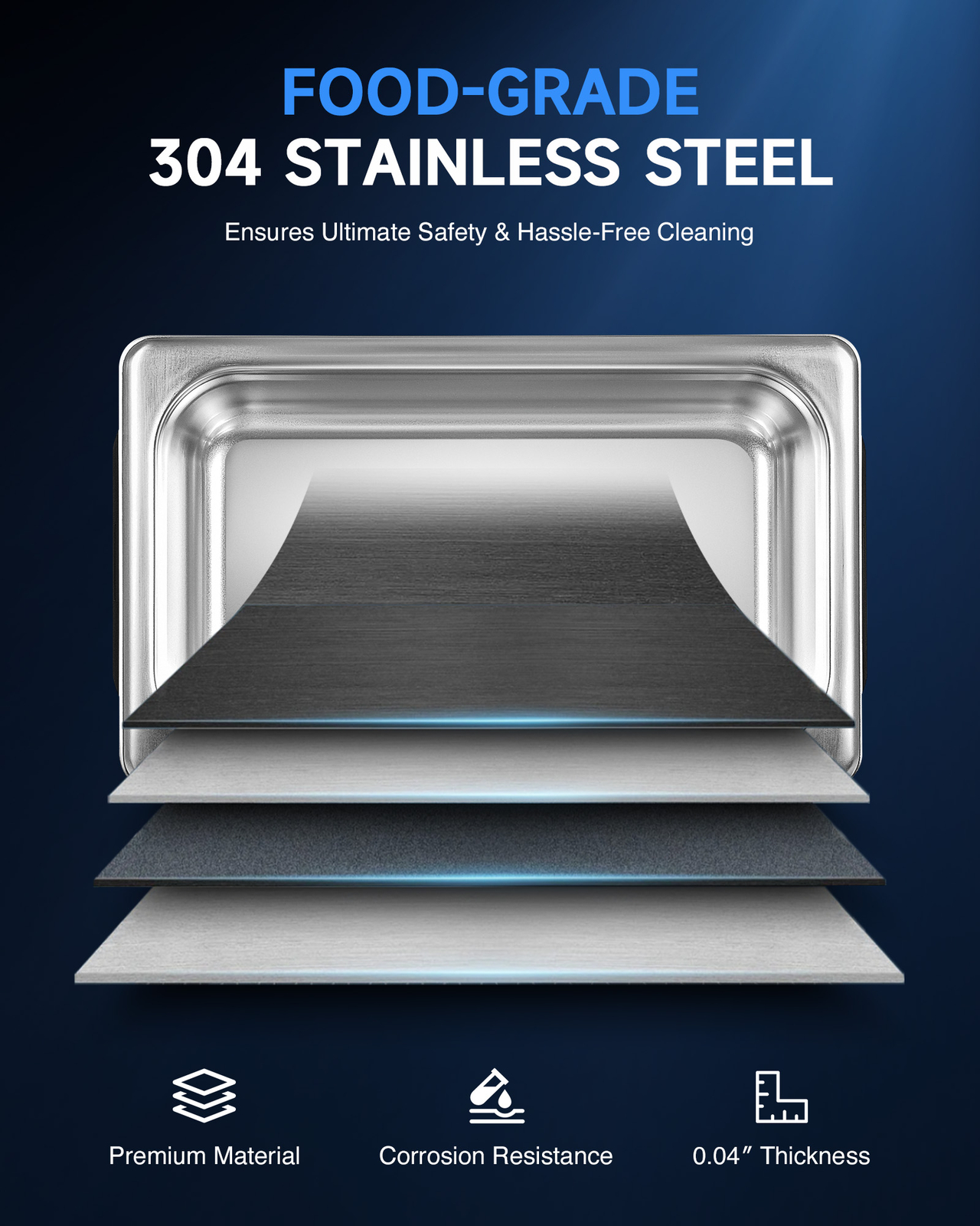 CREWORKS 2L to 30L Ultrasonic Cleaner Titanium Steel w/ Degas & Gentle Mode