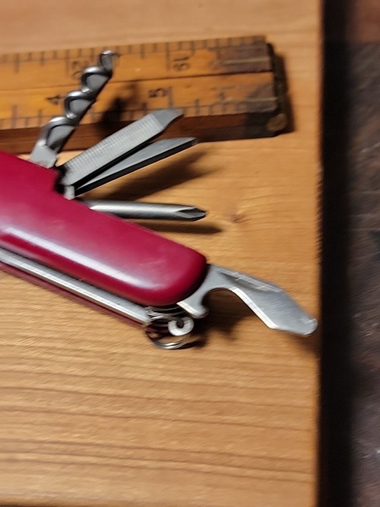 Red Multi Tool Gold Emblem Camp Hunt Work Pocket Knife