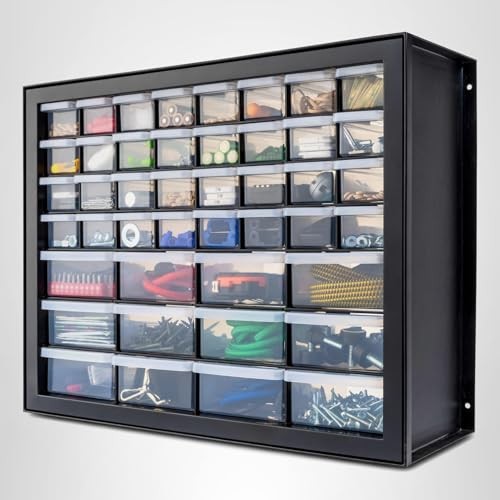 IRIS USA Screw Tool Organizer Small Parts Cabinet, 44 Drawer, Black