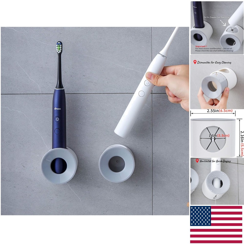 Modern Grey Toothbrush Holder - Vacuum Seal for Quick Drying & Easy Installation