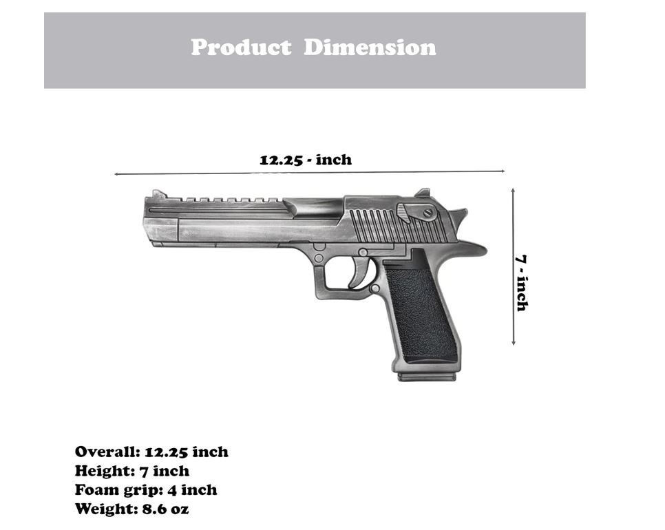 12.25" Desert Eagle Foam Replica Collectible Prop Gun for Cosplay, Halloween