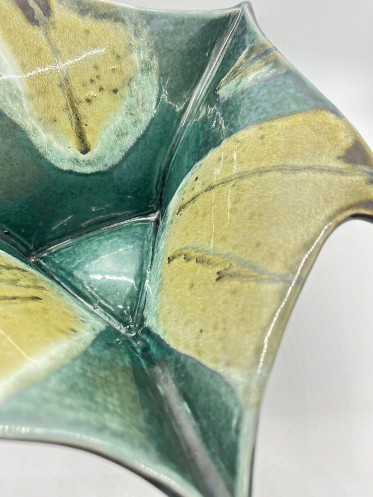 Studio Art Pottery Bowl Ruffled Top