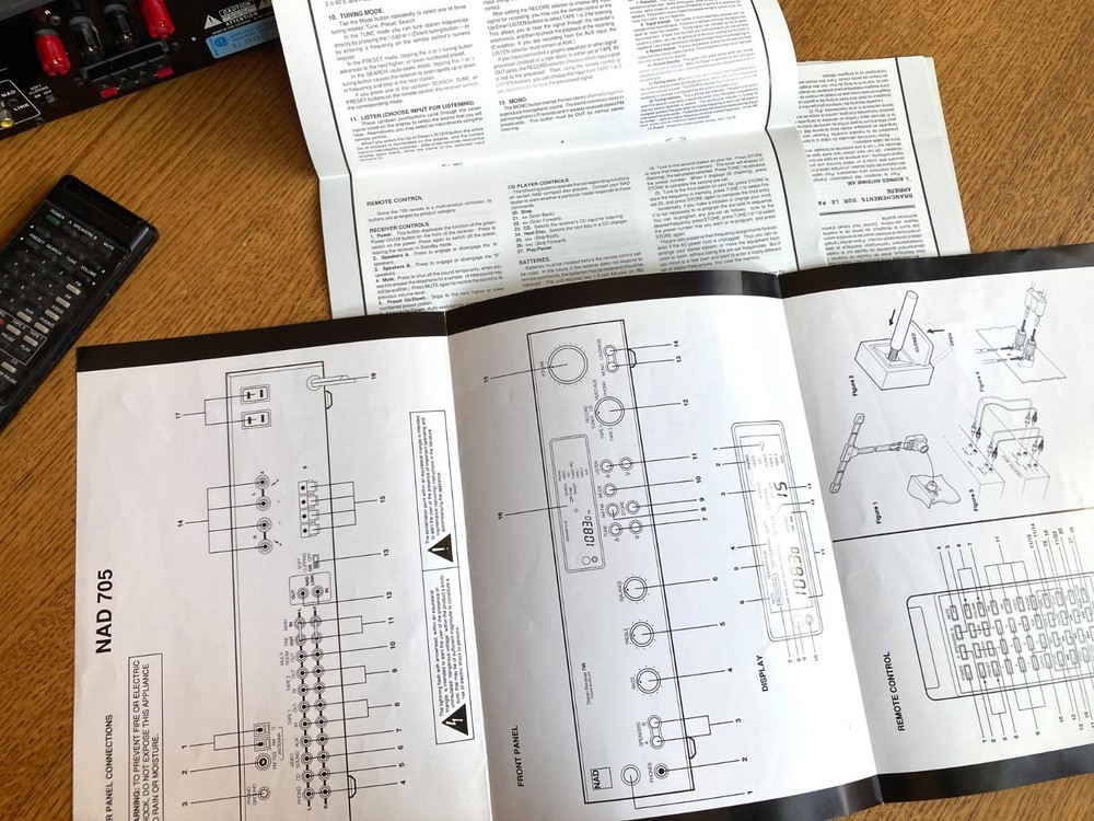NAD 705 Stereo Receiver Working. Bundle Remote - back light needs replacing.