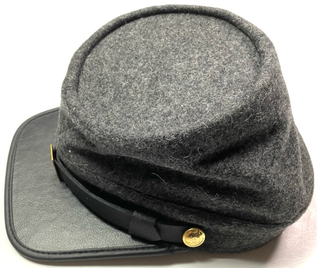 CIVIL WAR CSA CONFEDERATE INFANTRY DARK GREY WOOL KEPI FORAGE CAP HAT-MEDIUM