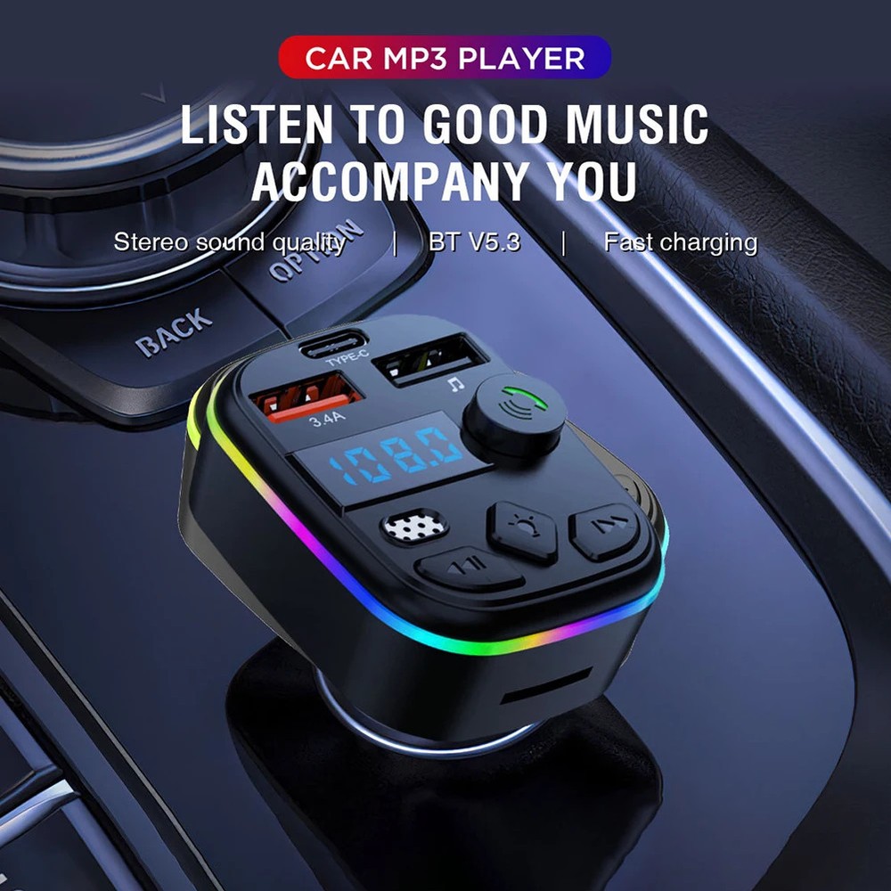 Hands Free Wireless Car Kit Car MP3 Player Bluetooth-Compatible 5.3 Support