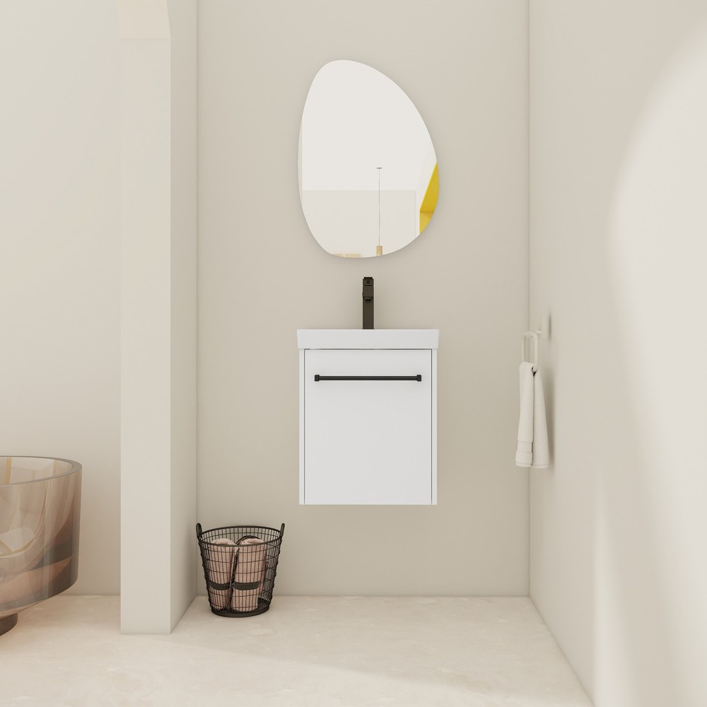 18'' Floating Wall-Mounted Bathroom Vanity with Ceramic Sink & Soft-Close Cabi