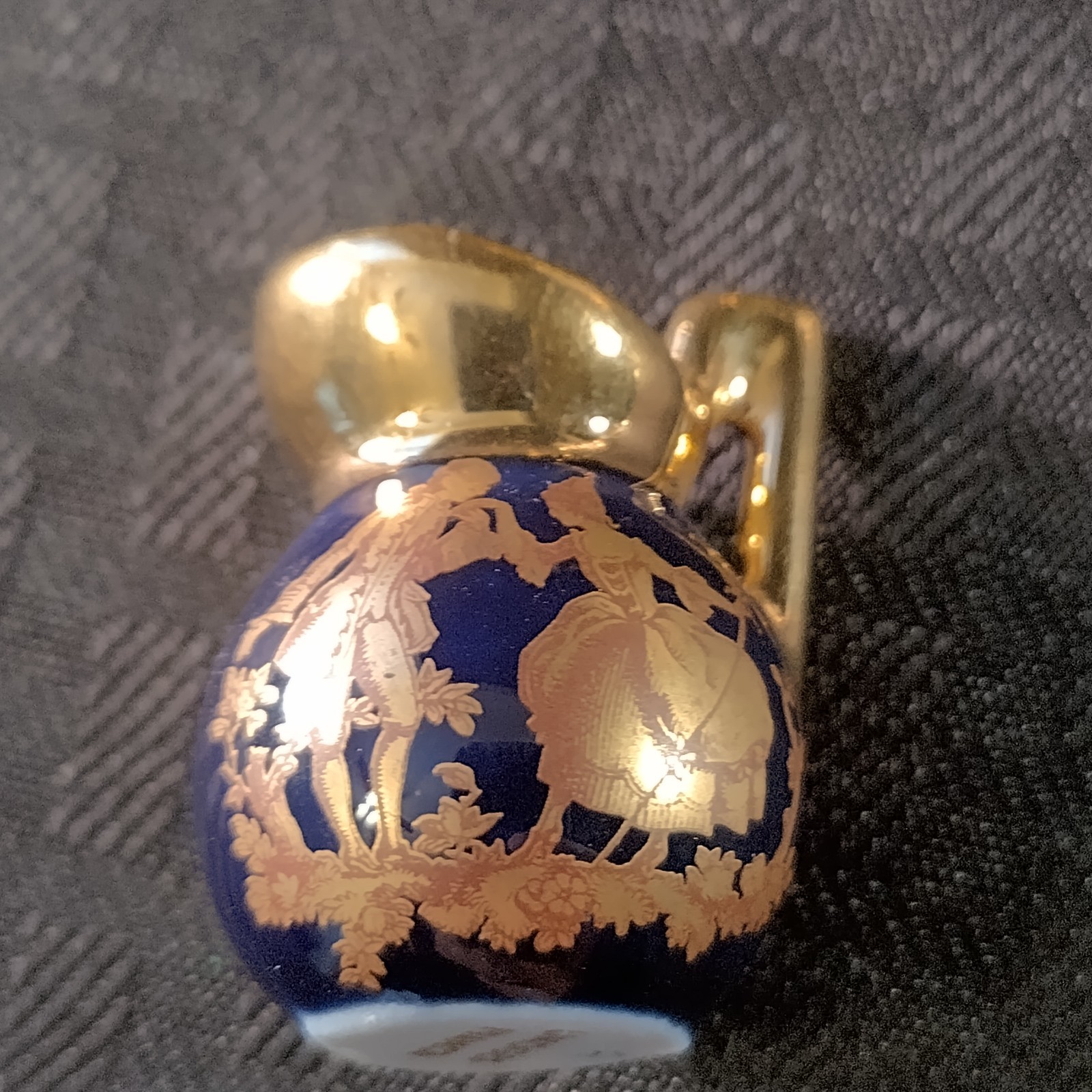 Limoges Cobalt Blue and Gold Miniatures Courting Couple Set Of 7 Pieces