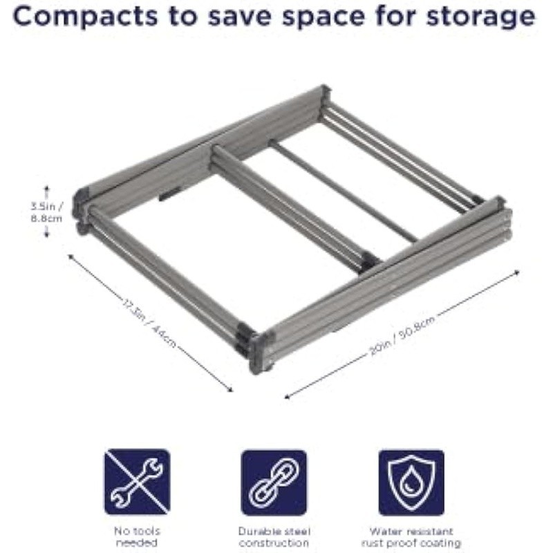 Folding Metal Drying Rack Space Saving Collapsible Adjustable Storage Solution