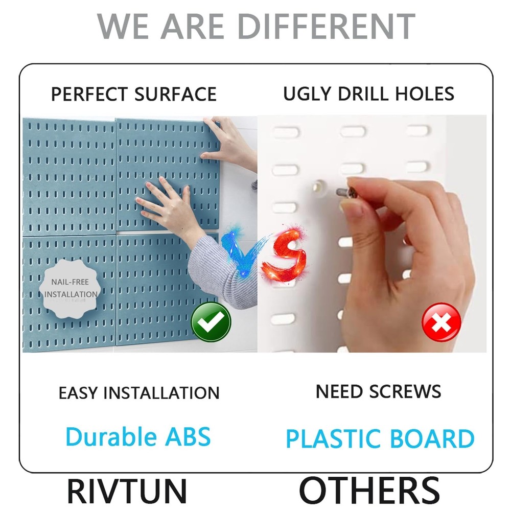 22"x22" Pegboard Combination Kit Wall Organizer Kit - 4 Panels & 14 Hooks for...