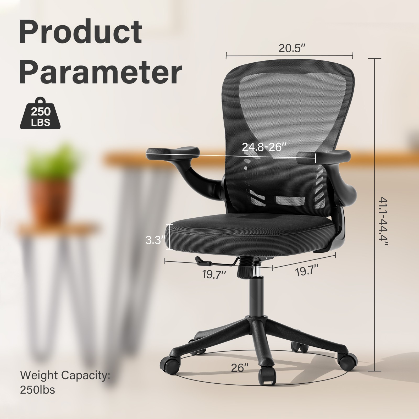 Mesh Office Chair Computer Desk Chair with Adjustable Lumbar Support Task Chair