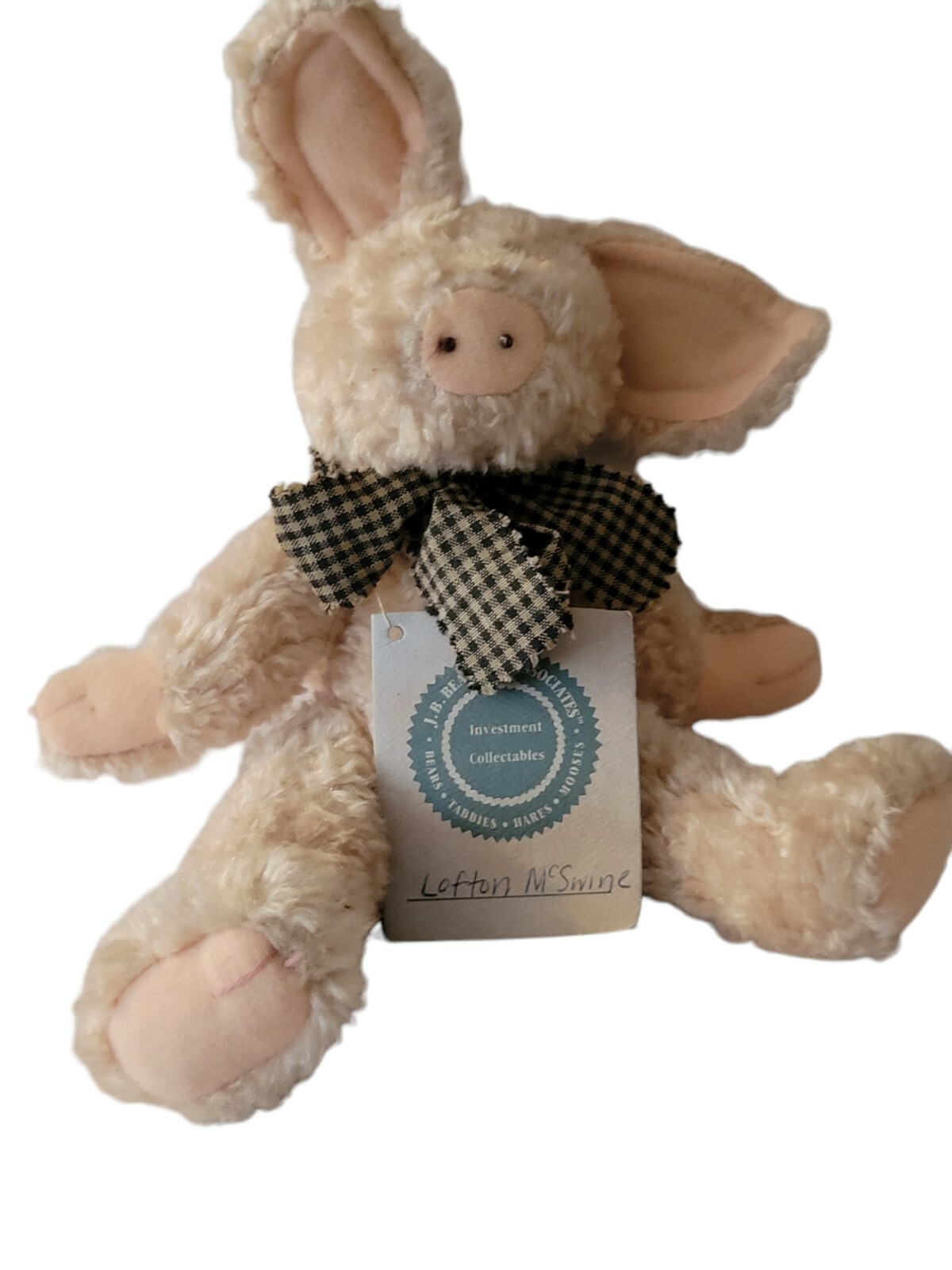 Boyd's bears Lofton Q. McSwine Pig Jointed Bean Plush Stuffed Animal with Bow