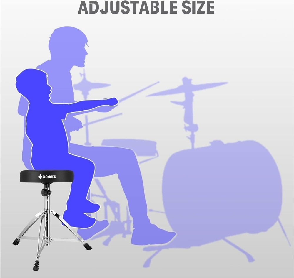 Donner Drum Throne Padded Seat Stable Height Adjustable Stool Double Braced Leg