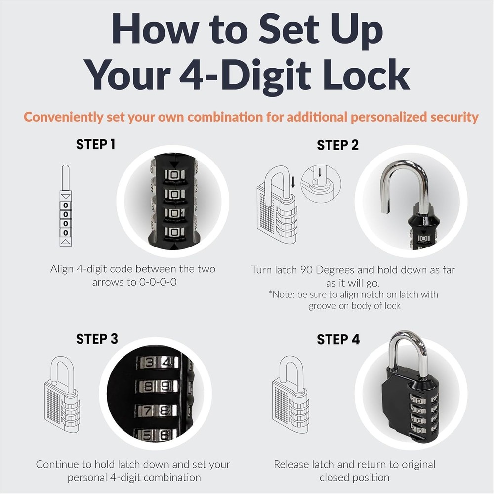 Newhouse Hardware 4-Digit Combination Lock Red - Waterproof Padlock Customizable