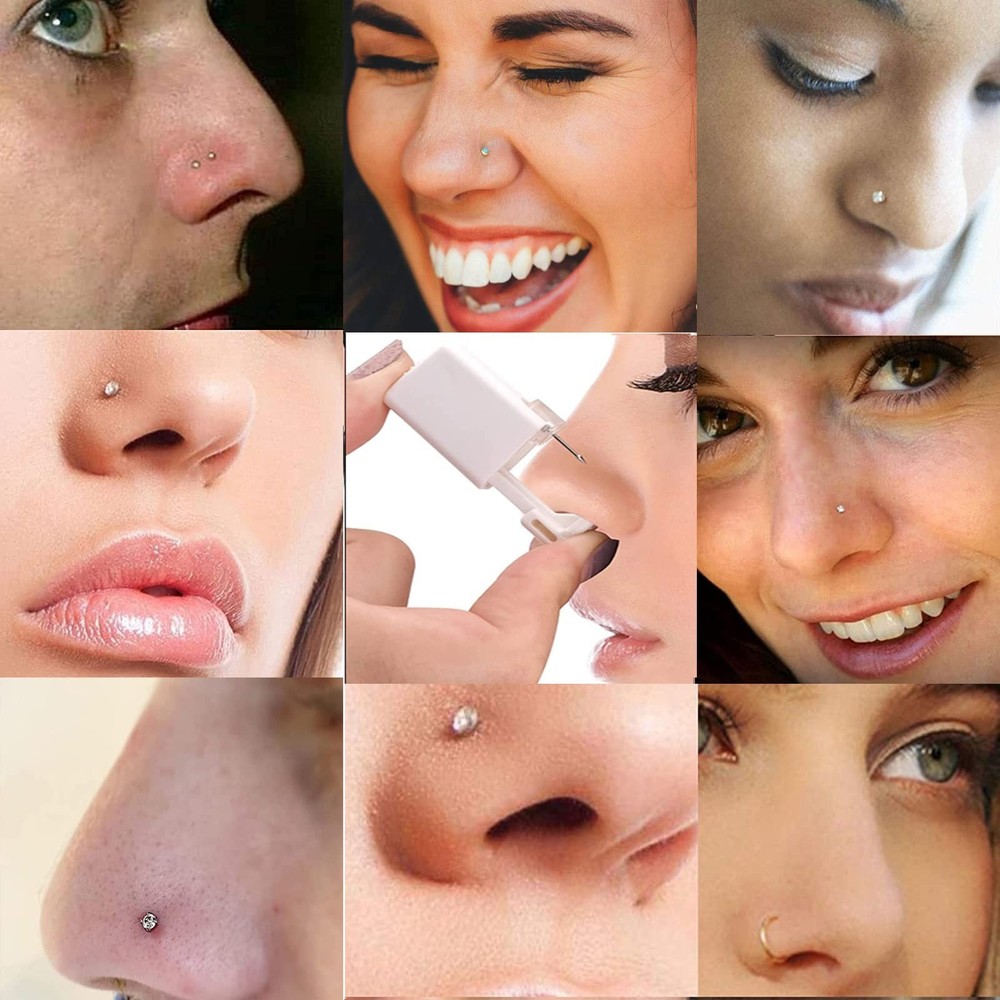 Nose Piercing Gun - 2 Pack Safety Disposable Nose Percinging Kit with 10 Pcs ...