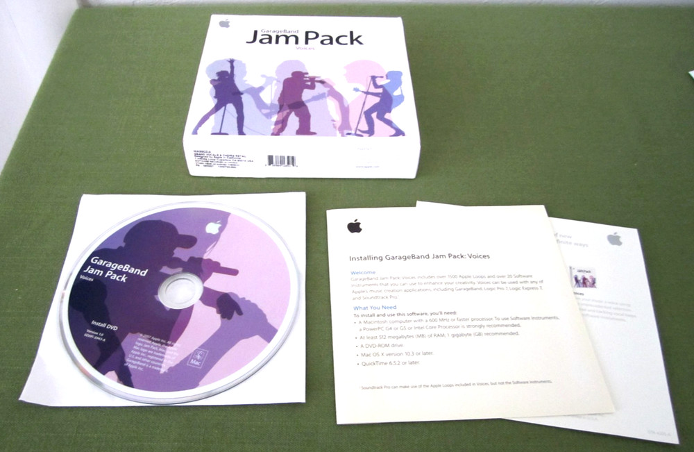 Apple GarageBand Jam Pack Voices One Install Disc