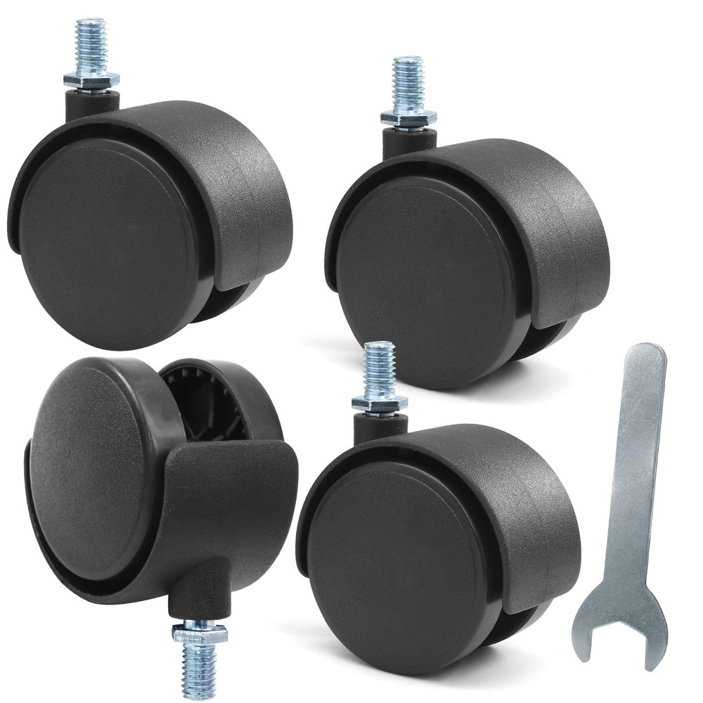 Jersvimc 4Pcs 2 Inch Nylon Caster Wheels M8 Threaded Swivel Stem Caster...