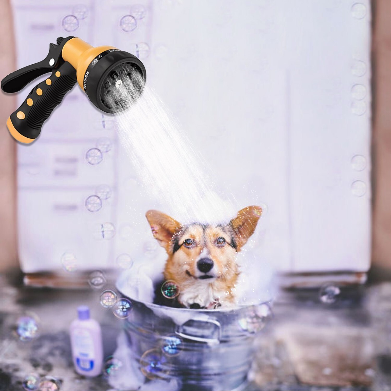 Heavy Duty Garden Hose Nozzle – 7 Spray Patterns, Leakproof, Car, Lawn, Pets