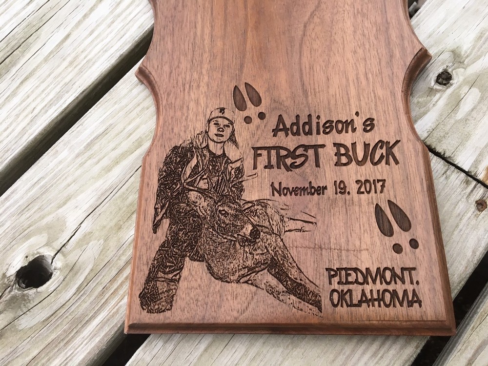 Personalized European Deer Drop Down Skull Trophy Engraved Wall Mount